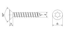 Vrut univerzal zap.hlava DIN 7997 Znžl. TORX 4,5x70 (1)