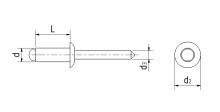 Trhací nýt standardní s plochou hlavou DIN 7337 A Inox A2/Inox A2 pr.3,0x10 (1)
