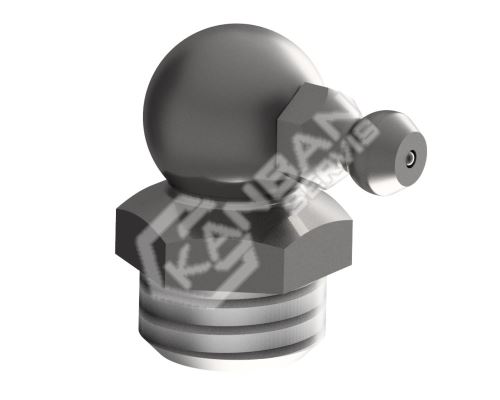 Mazací hlavice kulová úhlová 90° typ H3 DIN 71412 Zn kónusový závit KM8x1,25