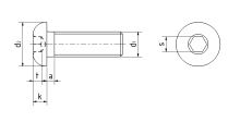 Šroub s půlkulatou hlavou ISO 7380 10.9 St M6x16
