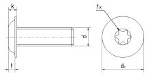 Šroub s půlkulatou hlavou a přírubou ~ISO 7380-2 8.8 Zn TORX M4x6 (1)