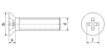 Šroub se zapuštěnou hlavou DIN 965 Inox A2 M4x25 (1)